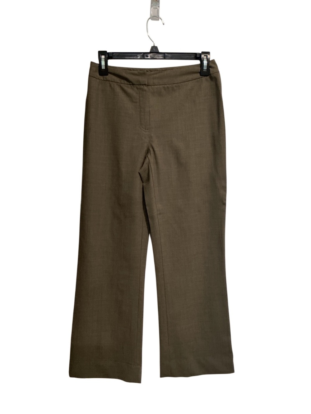 Lafayette 148 New York Wool Ankle Dress Pants Straight Leg Olive Taupe Mid-Rise